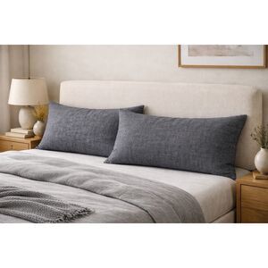 West Elm Set of 2 Pillowcases 20 x 40” Flax Linen Gray EUC
